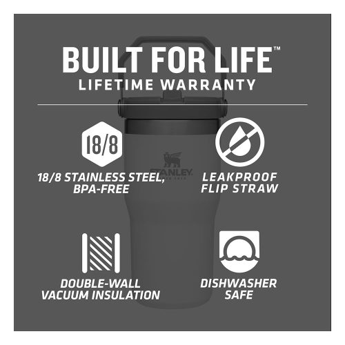 Features of the Stanley IceFlow Tumbler: 18/8 Grade Stainless Steel | Leakproof Flip Straw | Double-Wall Vacuum Insulation